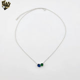 (2-66022) 925 Sterling Silver - 1mm Link Blue and Green Set.