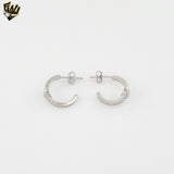 (2-4189-1) 925 Sterling Silver - Half Zircon Hoops.