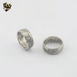 (4-0026) Stainless Steel - Carved Ring.