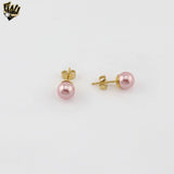 (MSET-38) Gold Laminate - 8mm Pink Mallorca Pearls Set.