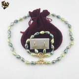 (MSET-55) Gold Laminate -Green Baroque Pearls Set