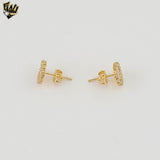 (1-1139-2) Gold Laminate -  Round Flower Stud Earrings - BGF