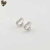(2-4207) 925 Sterling Silver - Zircon Heart Huggies.