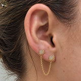 (1-1246-3) Gold Laminate - Double Piercing Sun Earrings - BGF