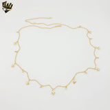 (1-6494) Gold Laminate - 2mm Figaro Link Charms Body Chain - BGF