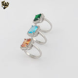 (2-5138) 925 Sterling Silver - Chunky Zircon Ring.