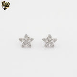 (2-3094) 925 Sterling Silver -Zircon Flower Stud Earrings.