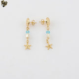 (1-1223-6) Gold Laminate - Beachy Dangle Stud Earrings - BGF