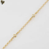 (1-0628-1) Gold Laminate - Pearl Rolo Link Bracelet - 7" - BGF