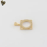(1-2326) Gold Laminate - Zircon Circle With Frame Pendant - BGF