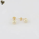 (1-1032-3) Gold Laminate -7mm Pearl Earrings - BGF