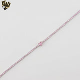 (2-0437) 925 Sterling Silver - 2.5mm Pink Zircon Bracelet.