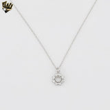 (2-66006) 925 Sterling Silver - 1mm Paper Clip Flower Necklace - 16"