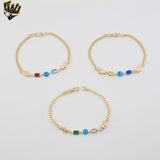 (1-0651) Gold Laminate - 3mm Curb Link Elephants Bracelet - BGF