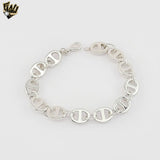 (2-0374-1) 925 Sterling Silver - 10mm Flat Mariner Bracelet - 7.5"