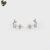 (2-3128) 925 Sterling Silver - Double Star Stud Earrings.