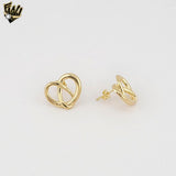 (1-1207-1) Gold Laminate - Heart Shape Stud Earrings - BGF