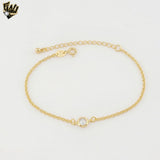 (1-0636) Gold Laminate - 1mm Rolo Link Zircon Bracelet - BGF