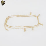(1-0051) Gold Laminate - Double Link Sea Charms Anklet - 10" - BGF