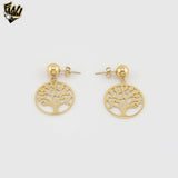 (4-2150) Stainless Steel - Tree of Life Dangling Earrings.