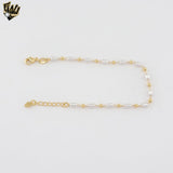 (1-0497) Gold Laminate - Pearl and Balls Bracelet - 7" - BGF