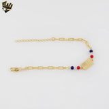 (1-0556) Laminado de oro - Pulsera de elefantes con eslabones alternativos de 5 mm - 7,5" - BGO