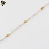 (1-0154) Gold Laminate - Heart and Pearls Anklet - 10” - BGF