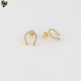 (1-1212-9) Gold Laminate - Horseshoes Zircon Stud Earrings - BGF