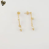 (1-1231-3) Gold Laminate - Dangling Pearl Earrings - BGF