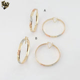 (1-2785) Gold Laminate - Three Tone Hoops - BGO
