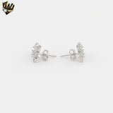 (2-3094) 925 Sterling Silver -Zircon Flower Stud Earrings.
