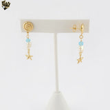(1-1223-6) Gold Laminate - Beachy Dangle Stud Earrings - BGF