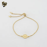 (MBRA-25-8) Gold Laminate - Guadalupe Virgin Adjustable Bracelet - BGF