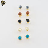 (1-1056) Gold Laminate - Stud Earrings - BGF
