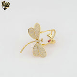 (1-3196) Gold Laminate - Adjustable Double Dragonfly Ring - BGO
