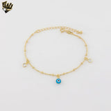 (1-0700) Gold Laminate - Evil Eye Snake Bracelet - BGF - 7"