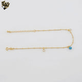 (1-0147) Gold Laminate - Snake Link Charms Anklet- 9.5" - BGF