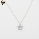 (2-66003) 925 Sterling Silver - Single Flower Necklace - 16"