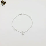 (2-0320) 925 Sterling Silver - 1mm Zircon Letter Bracelet.