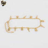 (1-0248-1) Tobillera con flores laminadas en oro - 25 cm - BGF