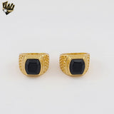 (1-3168-1) Gold Laminate - Black Stone Men Ring - BGO
