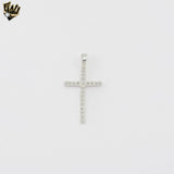 (2-1008-1) 925 Sterling Silver - Zircon Cross Pendant.