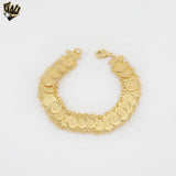 (1-0824) Pulsera de monedas de 14 mm laminadas en oro - 7,5" - BGO