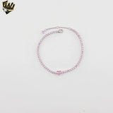 (2-0437) 925 Sterling Silver - 2.5mm Pink Zircon Bracelet.