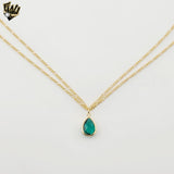 (1-6494-1) Gold Laminate - 2mm Figaro Link Green Zircon Body Chain - BGF