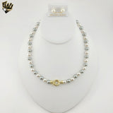 (MSET-56) Gold Laminate -Grey and White Pearls Set