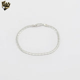 (2-0302) 925 Sterling Silver - 3mm Carved Herringbone Bracelet.