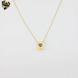 (4-7070) Stainless Steel - 1mm Rolo Heart Pendant Necklace - 16".