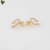 (1-1212-9) Gold Laminate - Horseshoes Zircon Stud Earrings - BGF