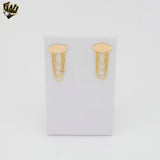 (1-1215-4) Gold Laminate - Dangling Chain Stud Earrings - BGF
